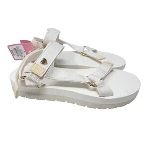 NWT Stoney Clover sandals Cream White Adjustable Foam Platform Size 8